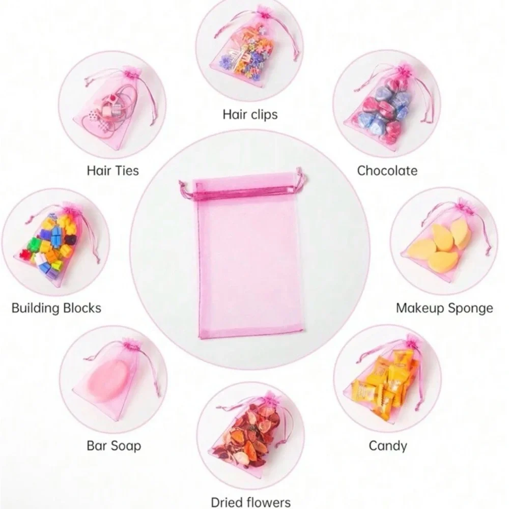 (10) Organza Gift Bags - Pink or White NEW